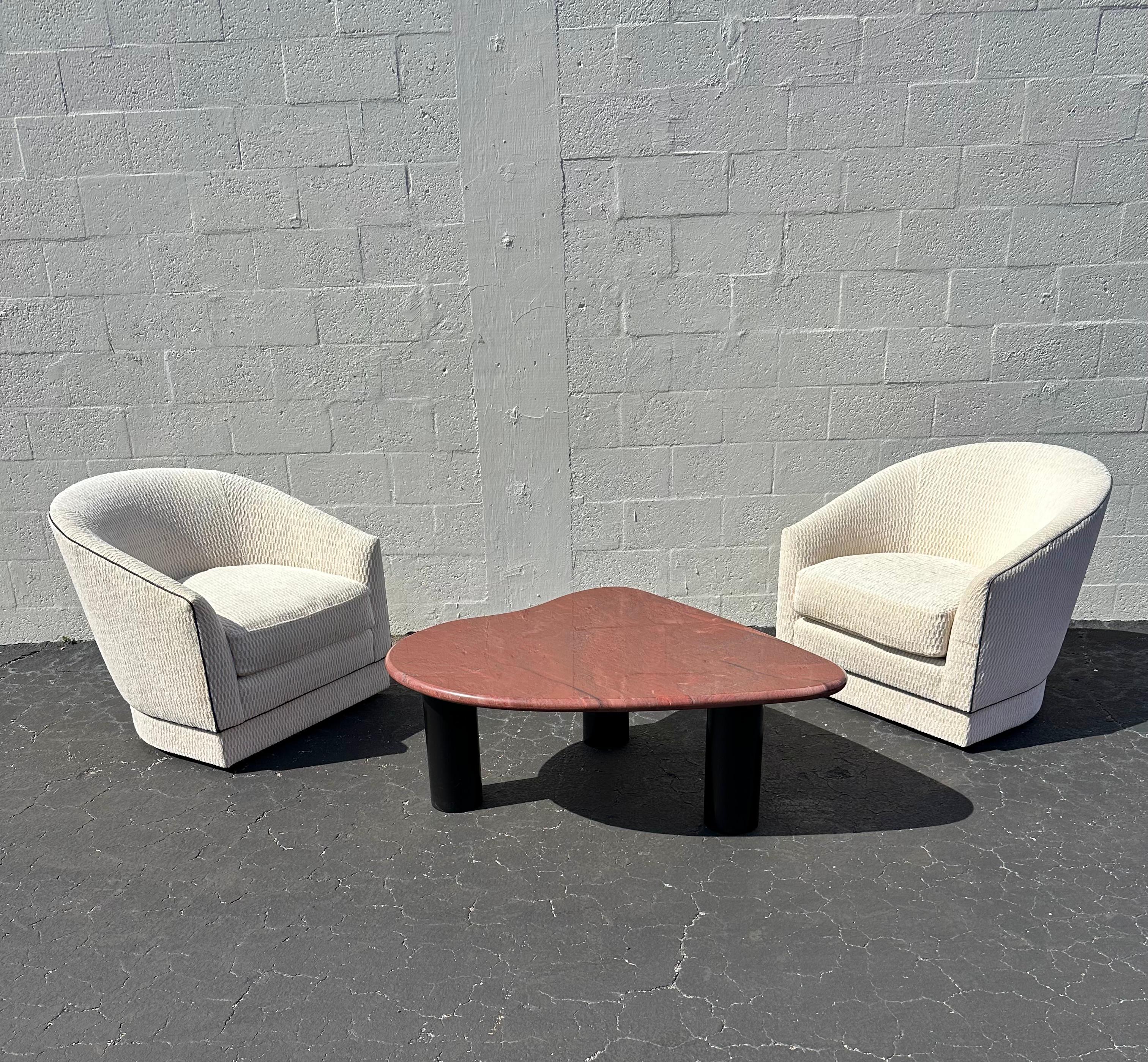 1970s Biomorphic Freeform Burgundy Marble Coffee Table For Sale 10