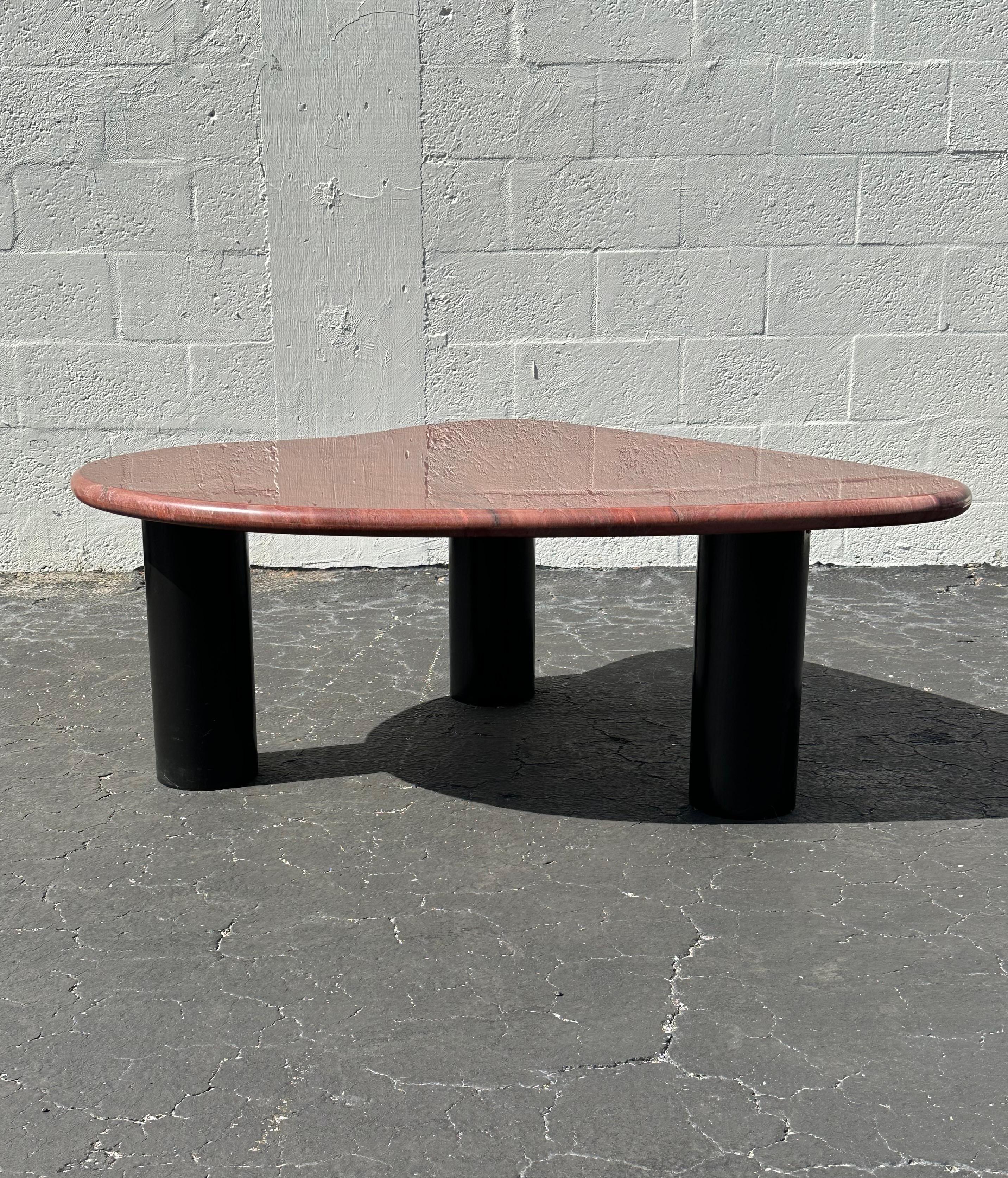 Mid-Century Modern 1970s Biomorphic Freeform Burgundy Marble Coffee Table For Sale