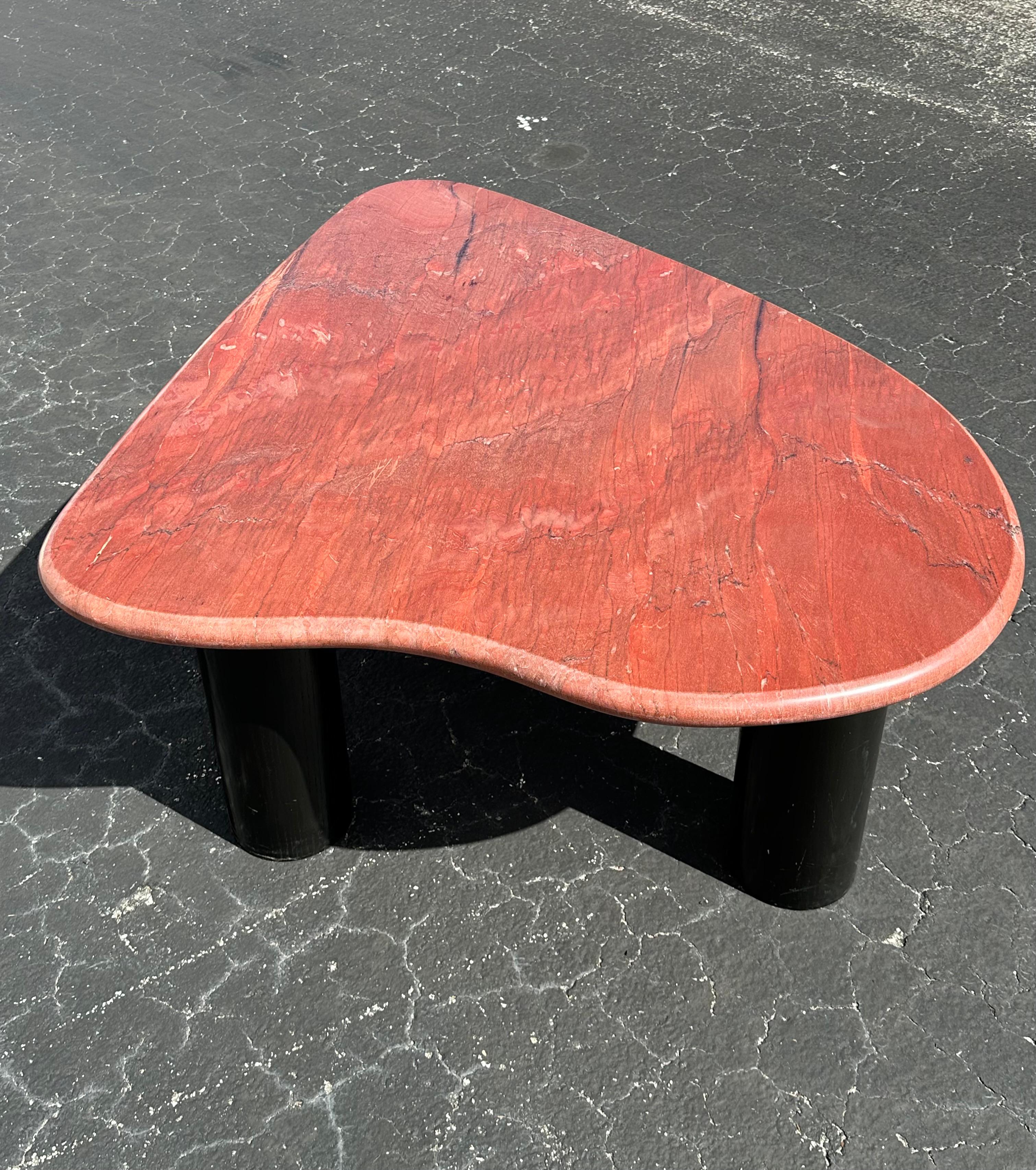 Late 20th Century 1970s Biomorphic Freeform Burgundy Marble Coffee Table For Sale