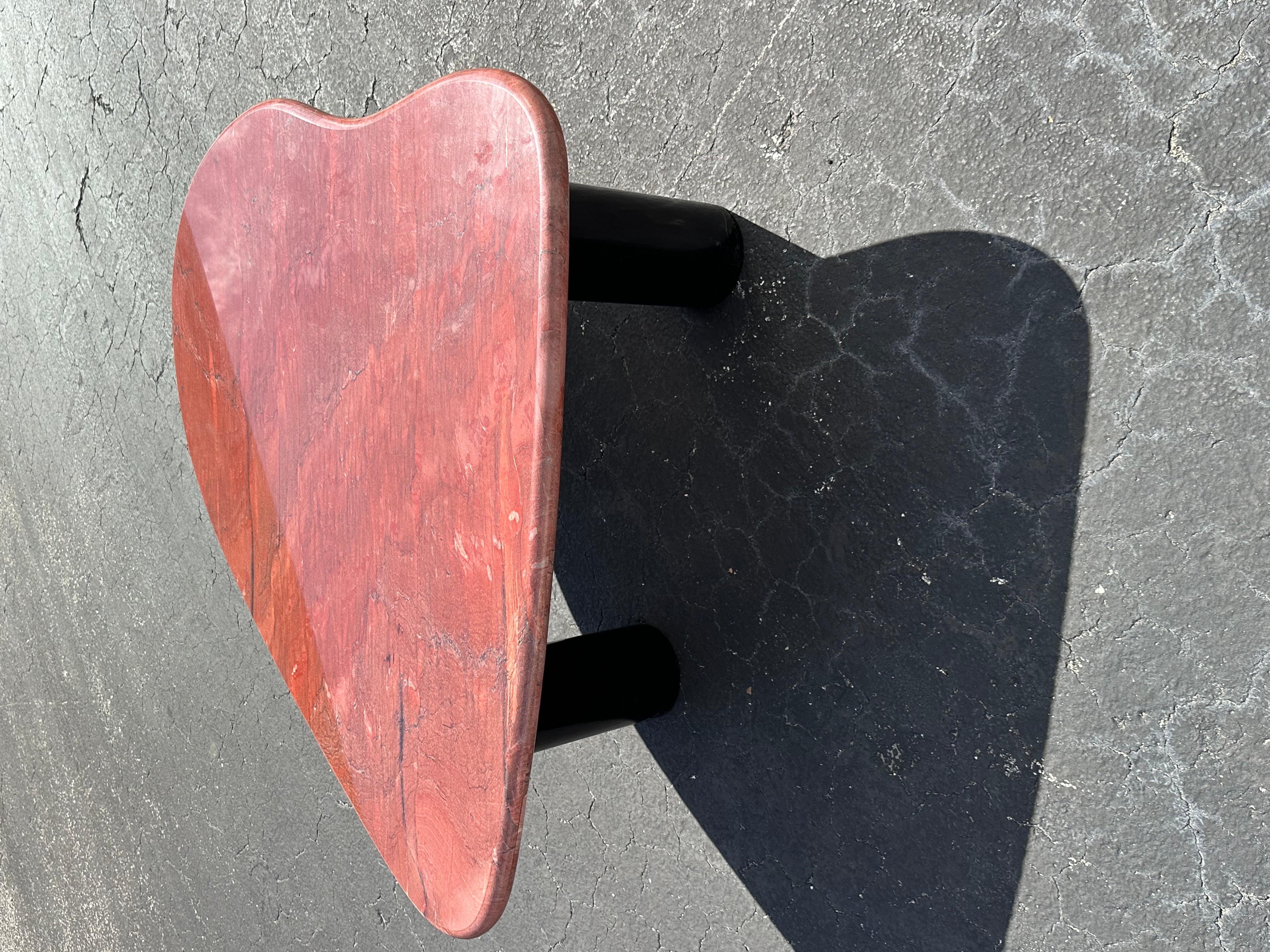 1970s Biomorphic Freeform Burgundy Marble Coffee Table For Sale 2