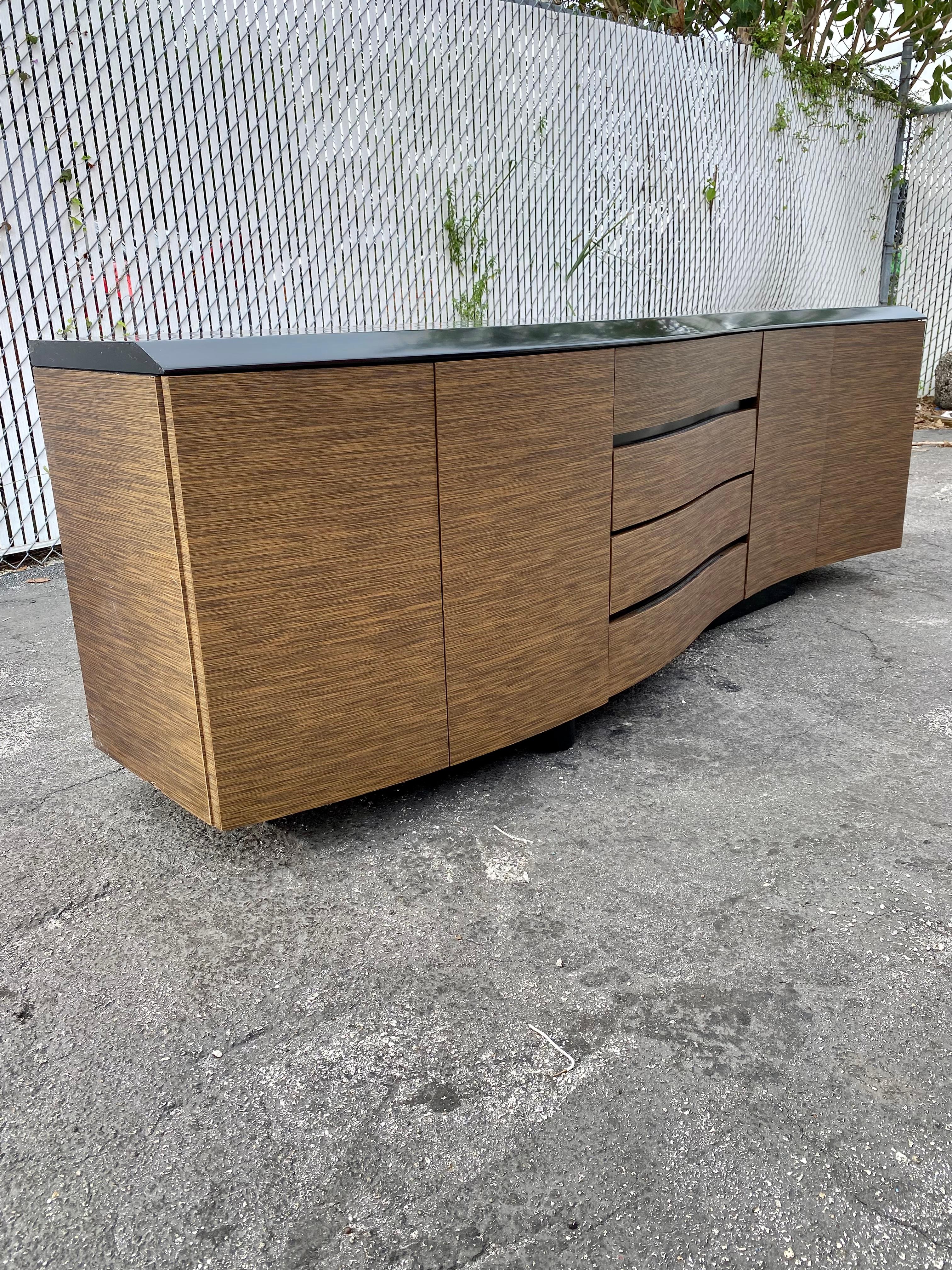 Mid-Century Modern 1970s Biomorphic Wood Waterfall Floating Credenza Sideboard  For Sale