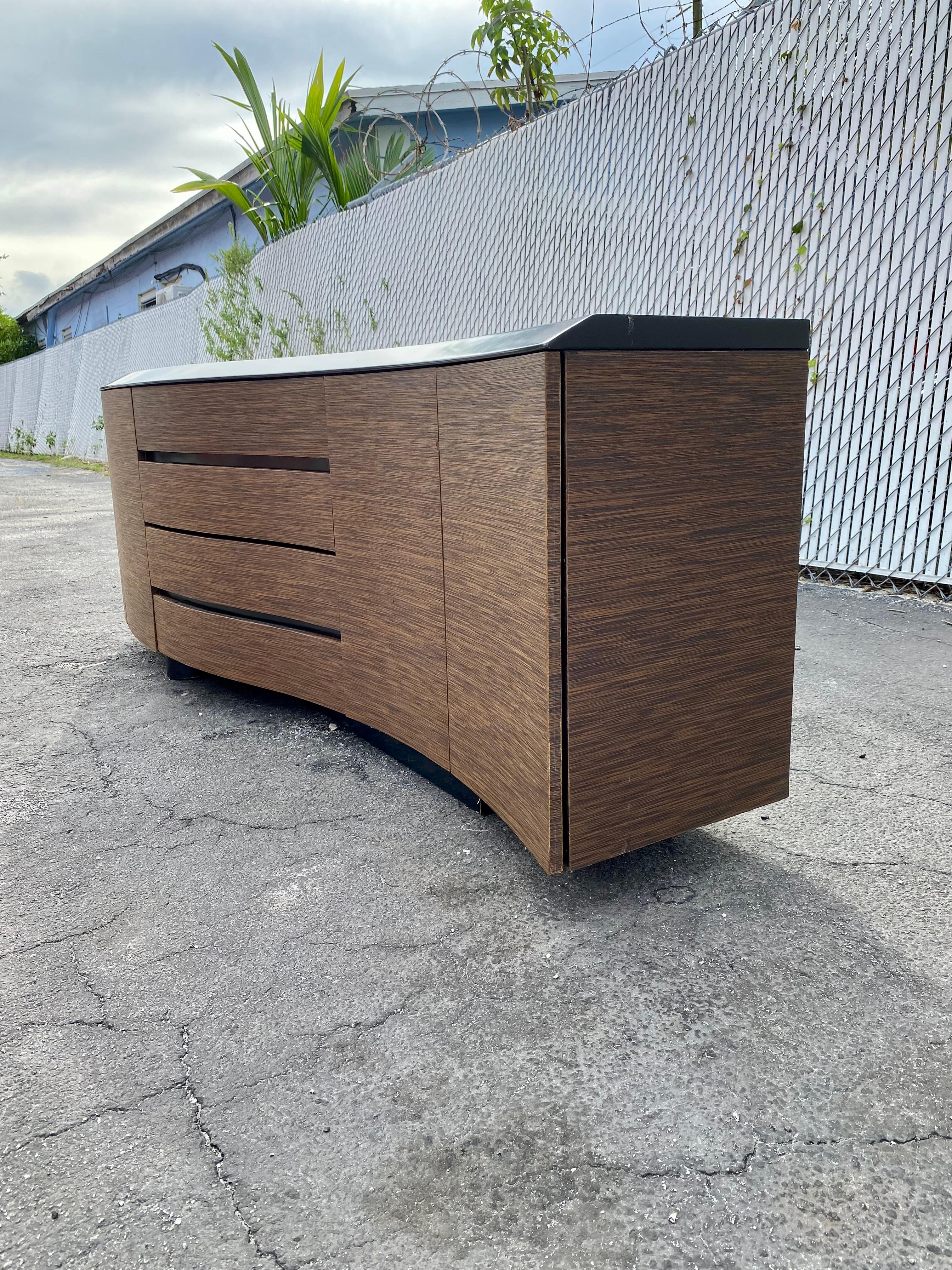 1970s Biomorphic Wood Waterfall Floating Credenza Sideboard  In Good Condition For Sale In Fort Lauderdale, FL