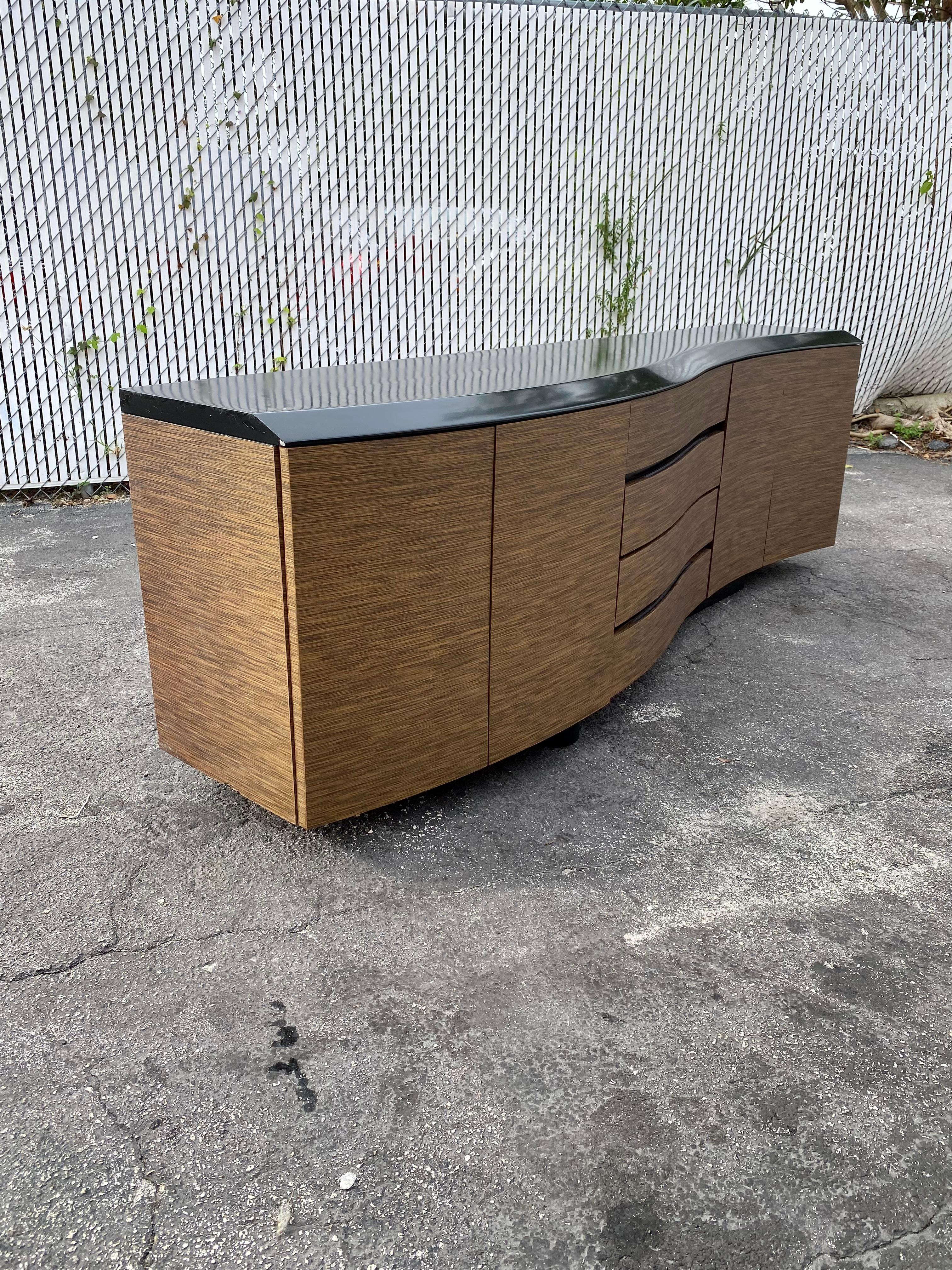 1970s Biomorphic Wood Waterfall Floating Credenza Sideboard  For Sale 2