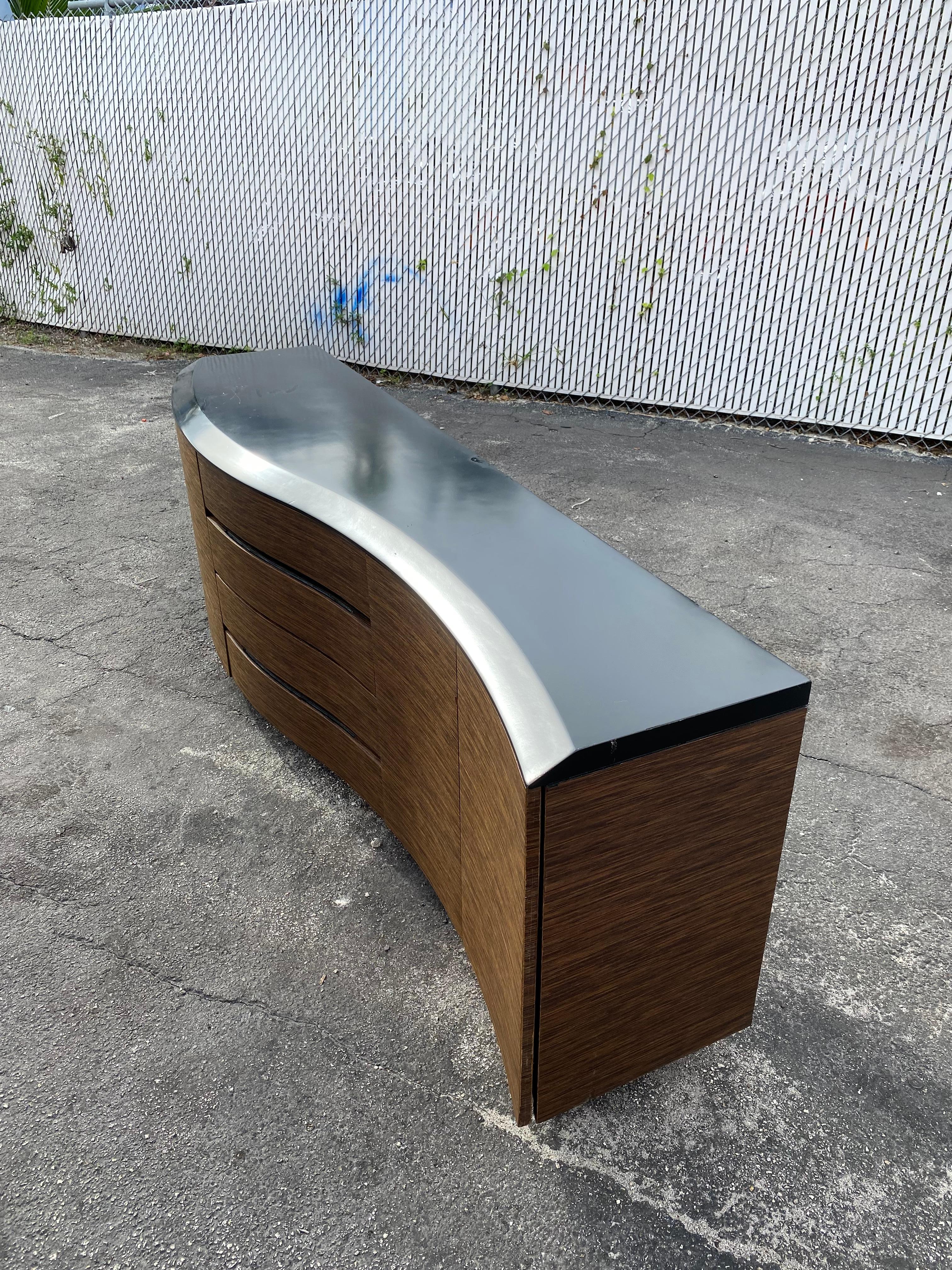 1970s Biomorphic Wood Waterfall Floating Credenza Sideboard For Sale 3