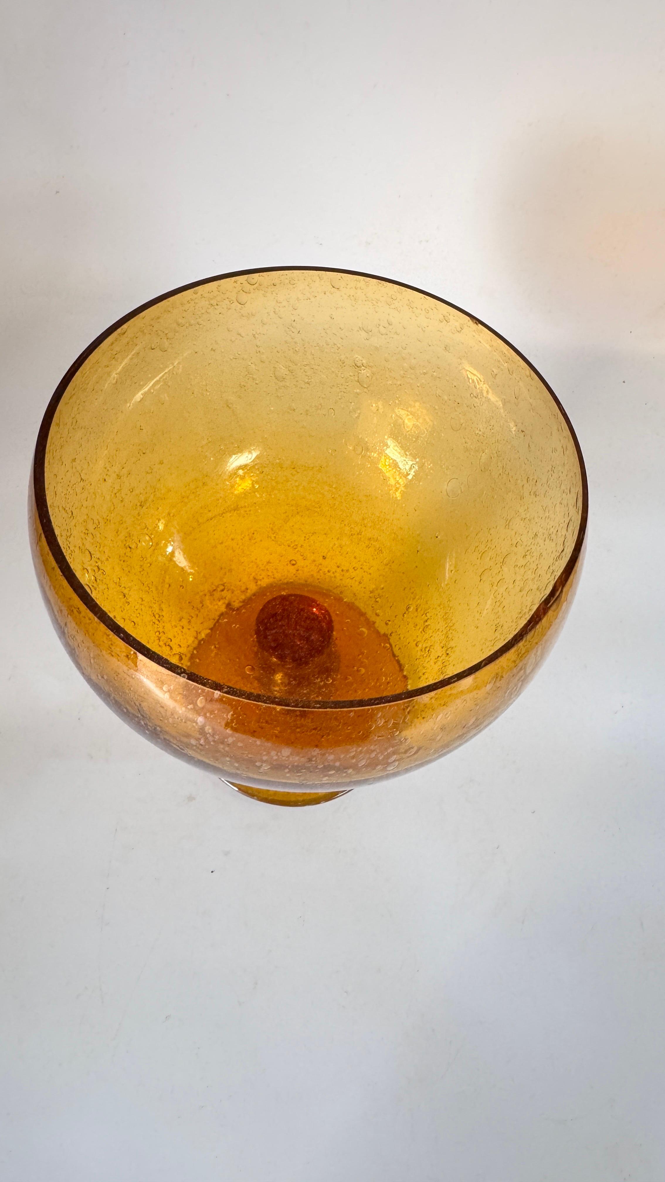 1970s Biot Frutero y Juego de Cóctel, Vidrio Burbuja Amarillo-Naranja Francia en venta 2