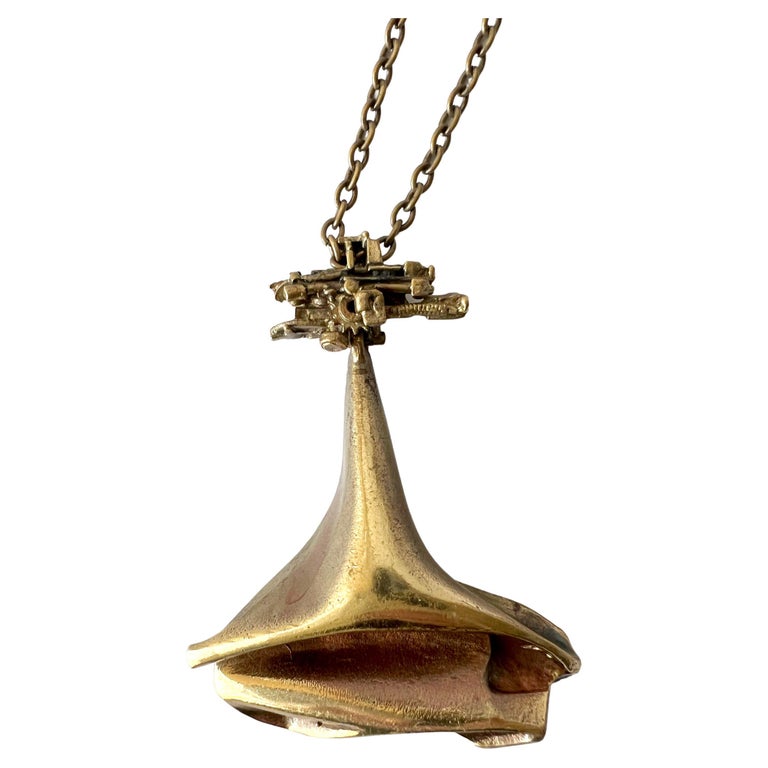 1970s Bjorn Weckstrom for Lapponia Bethlehem Steel Flame Bronze Pendant Necklace For Sale