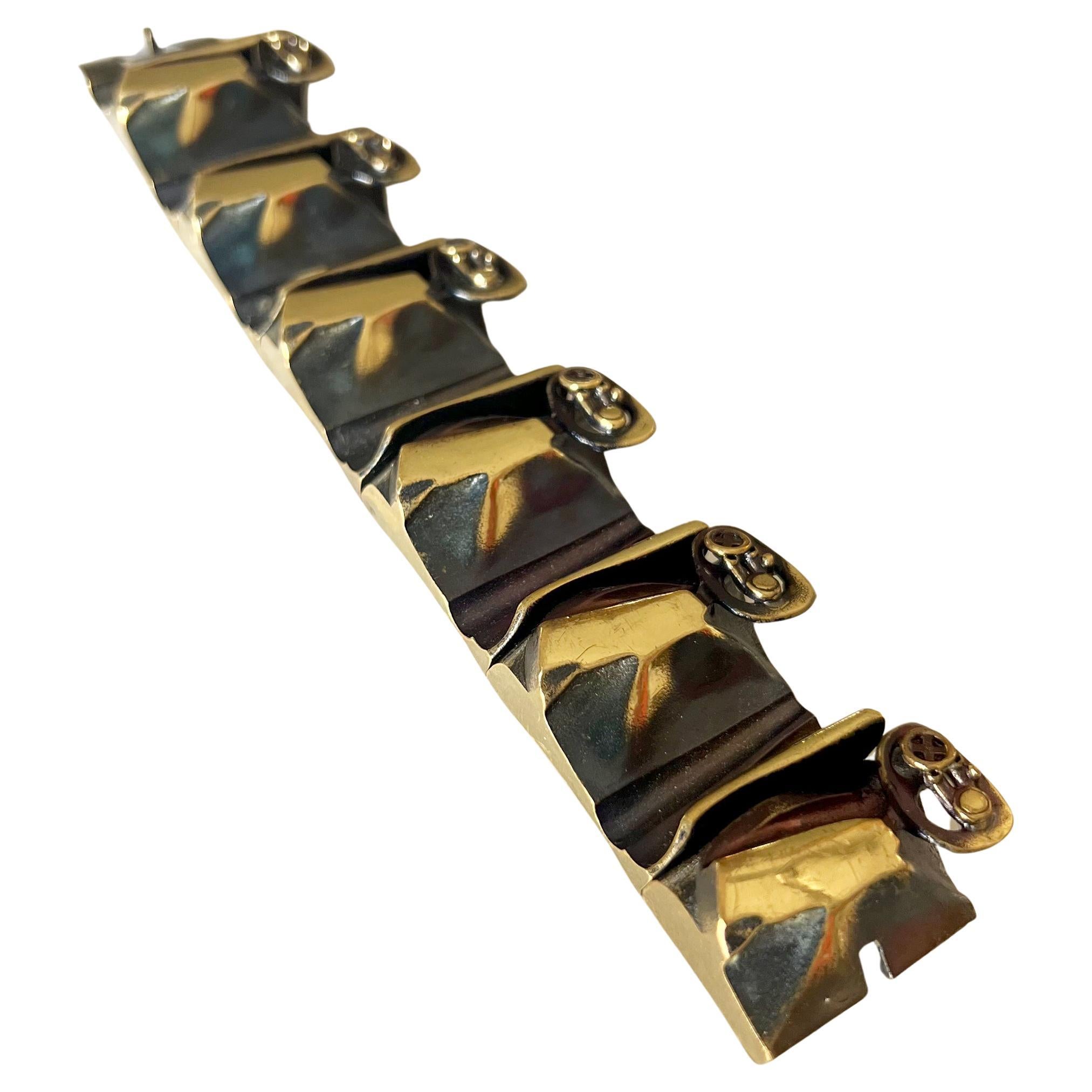 1970s Bjorn Weckstrom Lapponia Finnish Modernist Flame Bronze Maginot Bracelet In Good Condition For Sale In Palm Springs, CA
