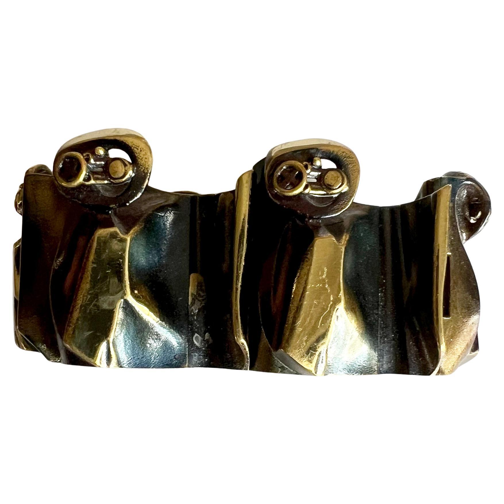 Bjorn Weckstrom Lapponia Finnisches modernistisches Maginot-Armband aus geflammter Bronze, 1970er Jahre im Angebot 1