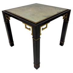 1970s Black and Brass Side Table with Greek Key Detail