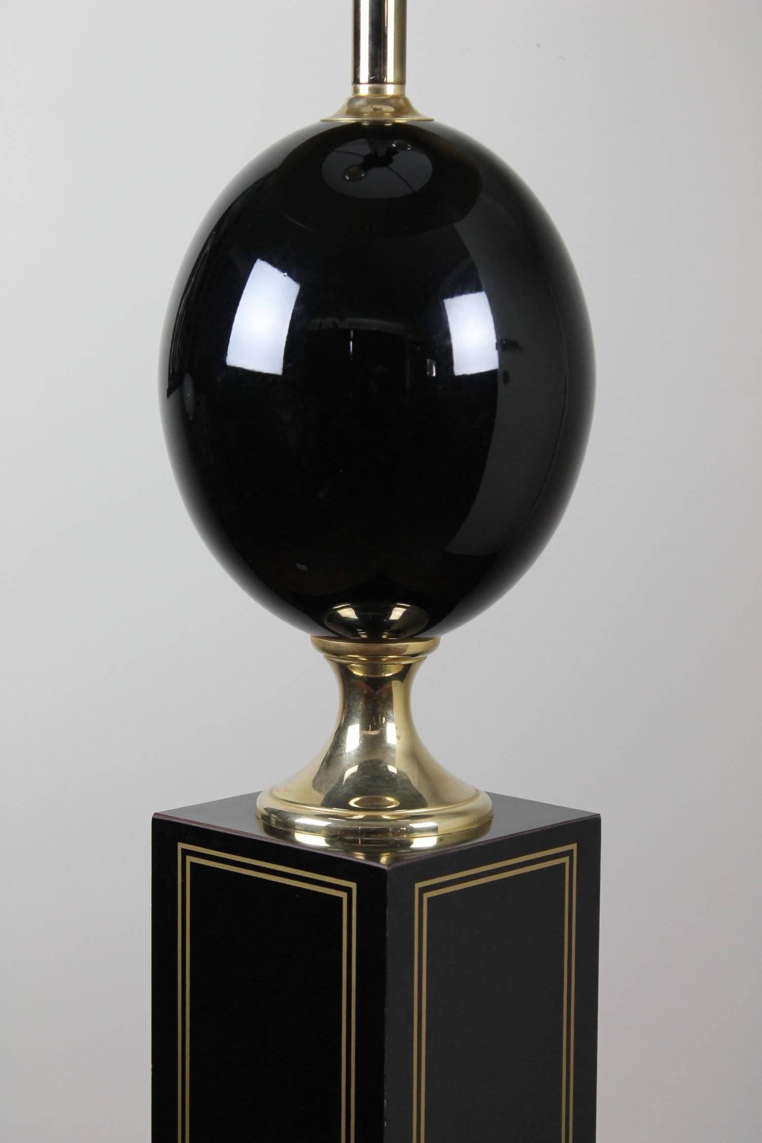 Maison Barbier Style Floor Lamp Black with Gold Laquered, 1970s 2