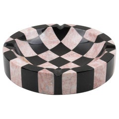 Retro 1970s Black and Pink Marble Cigar Ashtray Desk Tidy Catchall