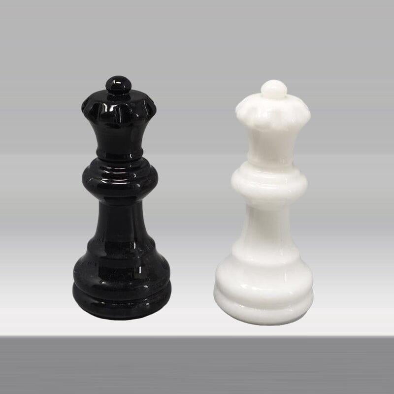 Jeu d'échecs noir et blanc des années 1970 en albâtre de Volterra fait à la main, fabriqué en Italie 1