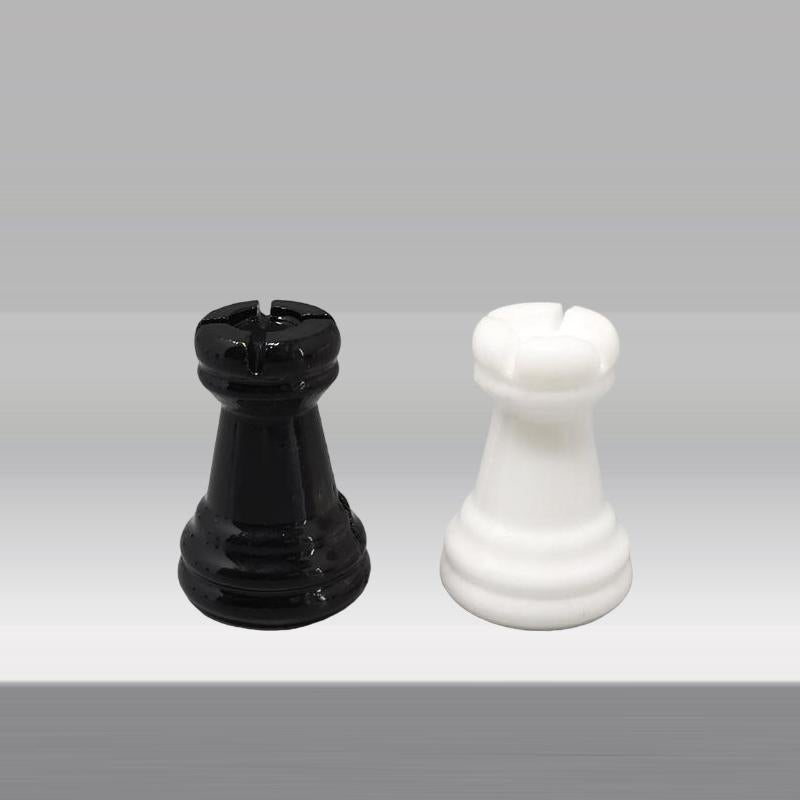 1970s Black and White Chess Set in Volterra Alabaster Handmade, Made in Italy 5