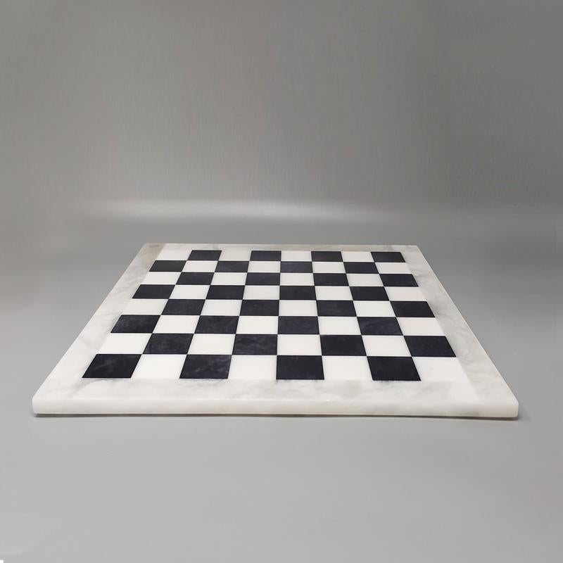 Late 20th Century 1970s Black and White Chess Set in Volterra Alabaster Handmade, Made in Italy For Sale