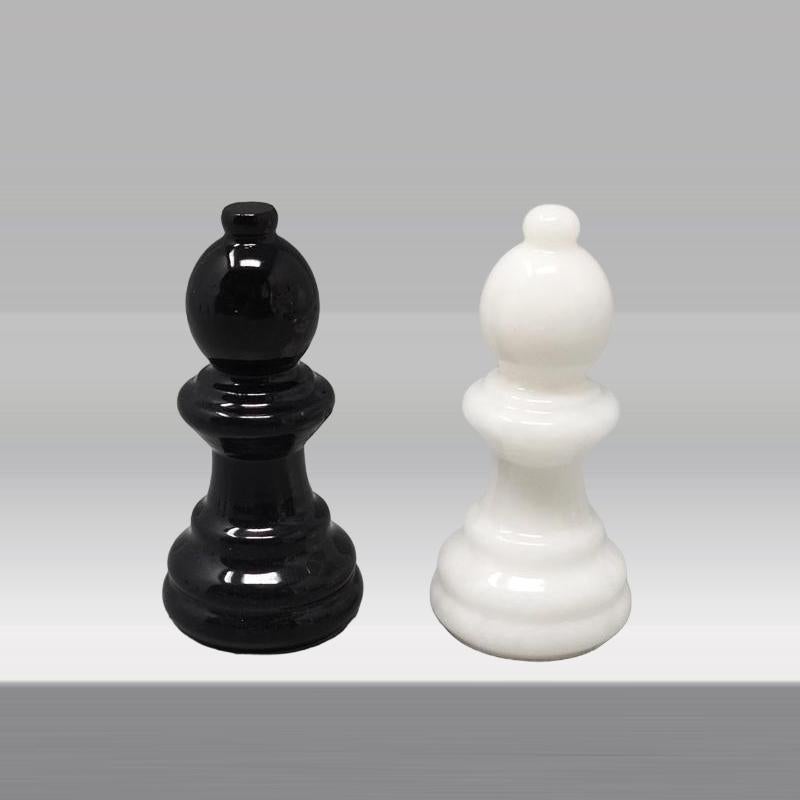 1970s Black and White Chess Set in Volterra Alabaster Handmade, Made in Italy 3