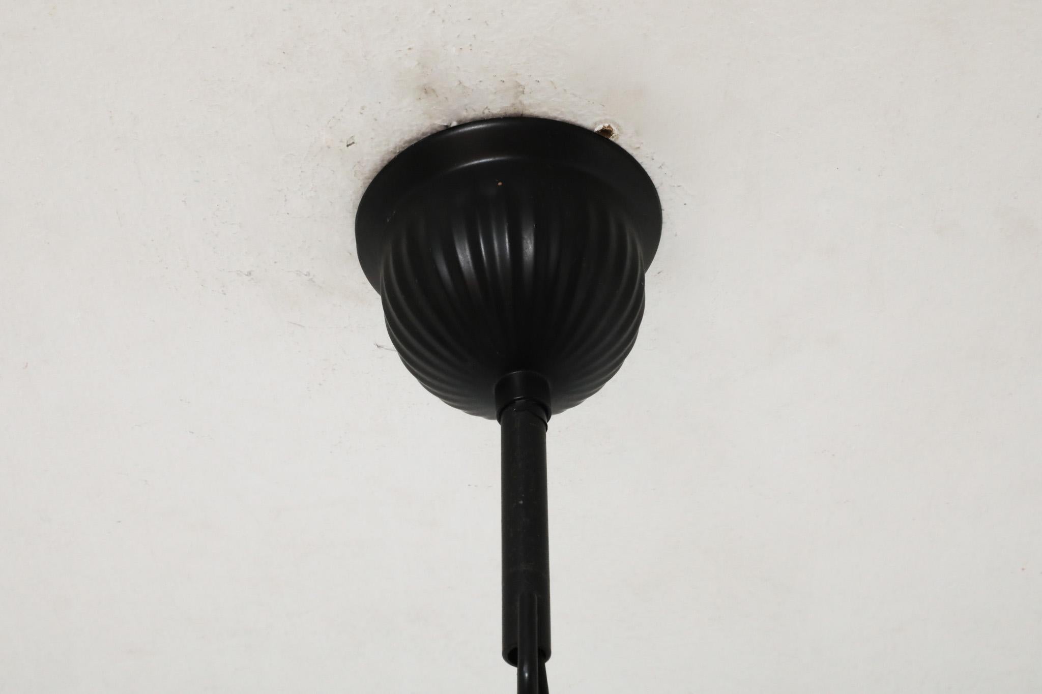 1970s Black and White Enameled Metal Counterbalance Pendant For Sale 3