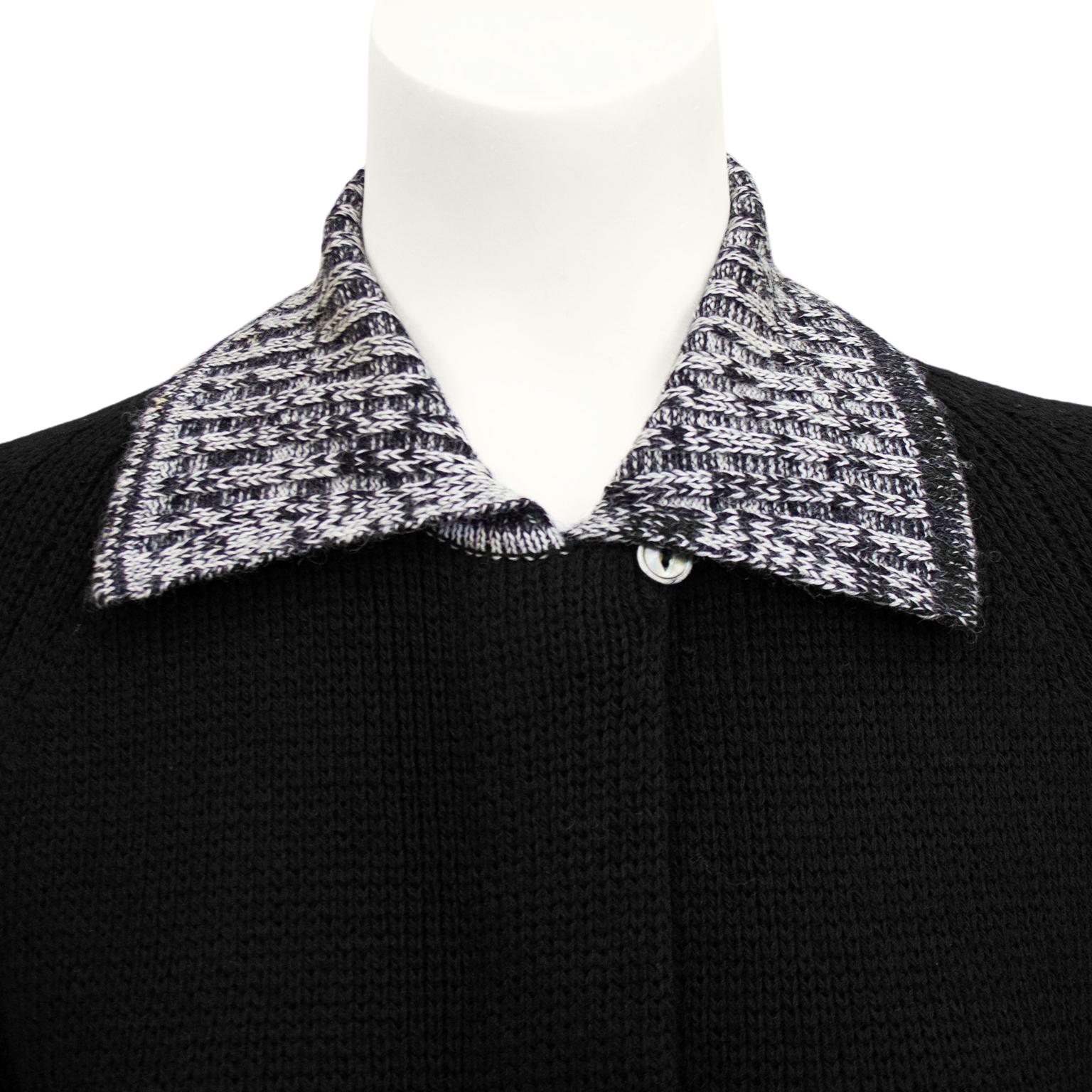 1970s Black and White Marled Knit Jacket & Dress Emsemble  2