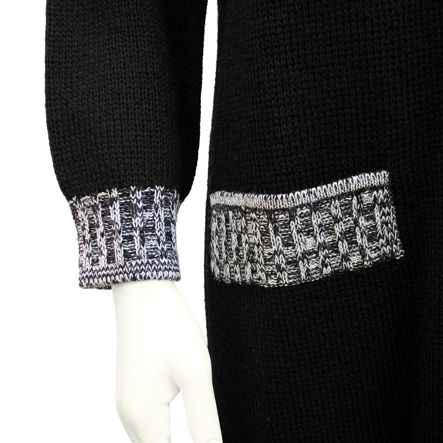 1970s Black and White Marled Knit Jacket & Dress Emsemble  4