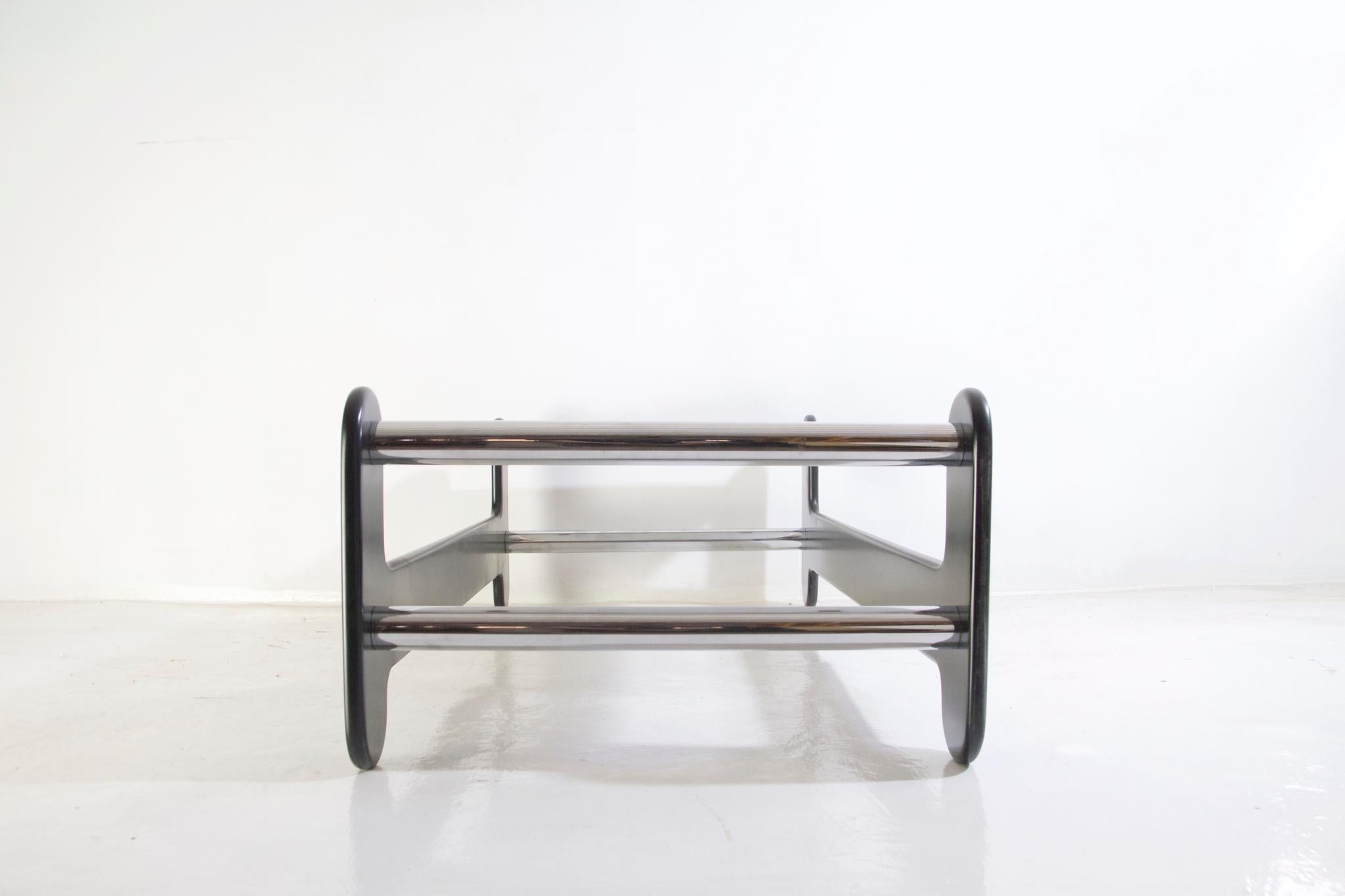 Chrome Table basse OP noire et blanche des années 1970, Italie en vente