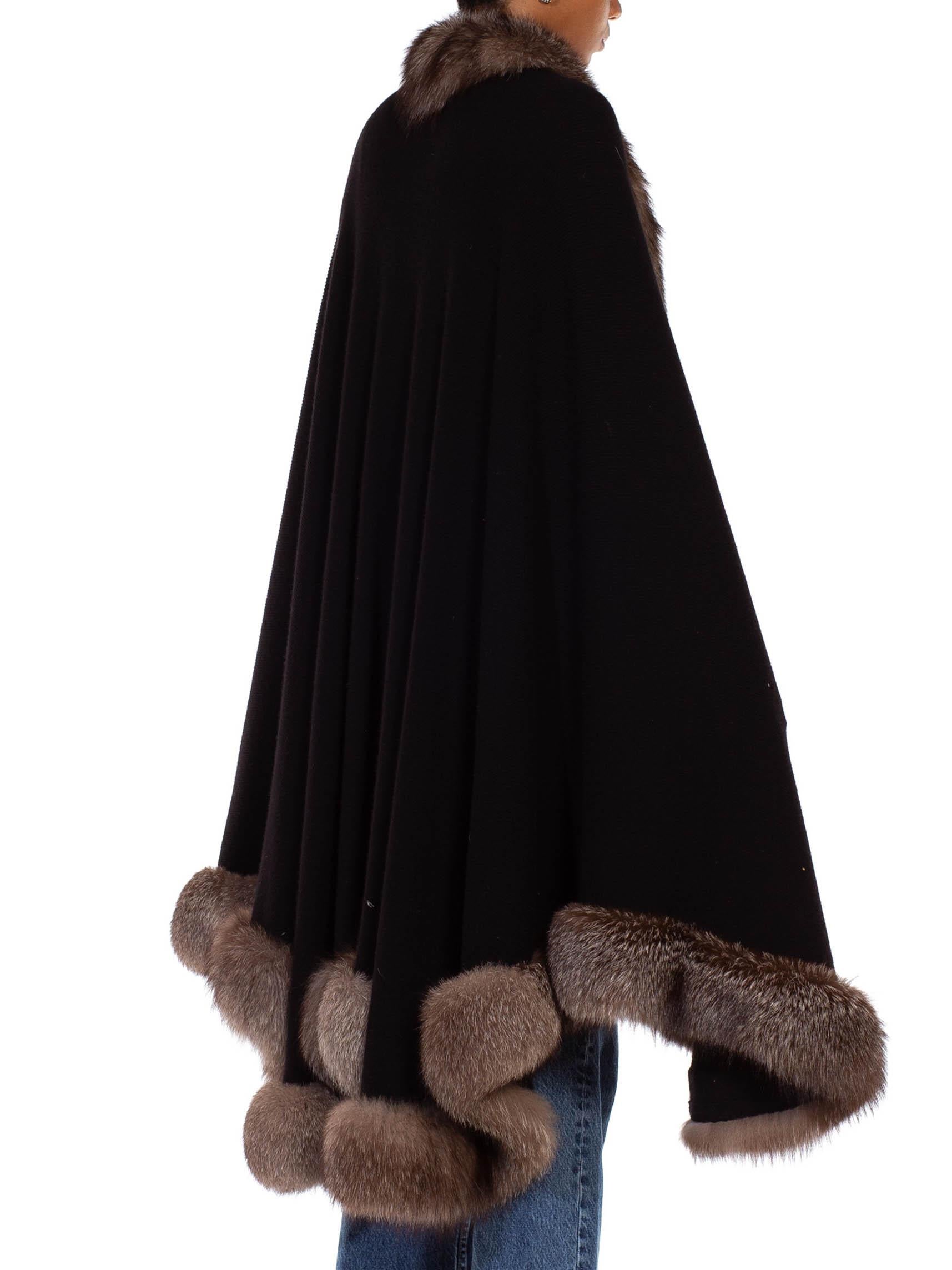 Women's or Men's 1970S Black & Brown Cashmere Faux Fur Coat