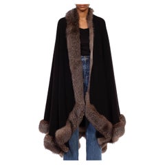 1970S Black & Brown Cashmere Faux Fur Coat