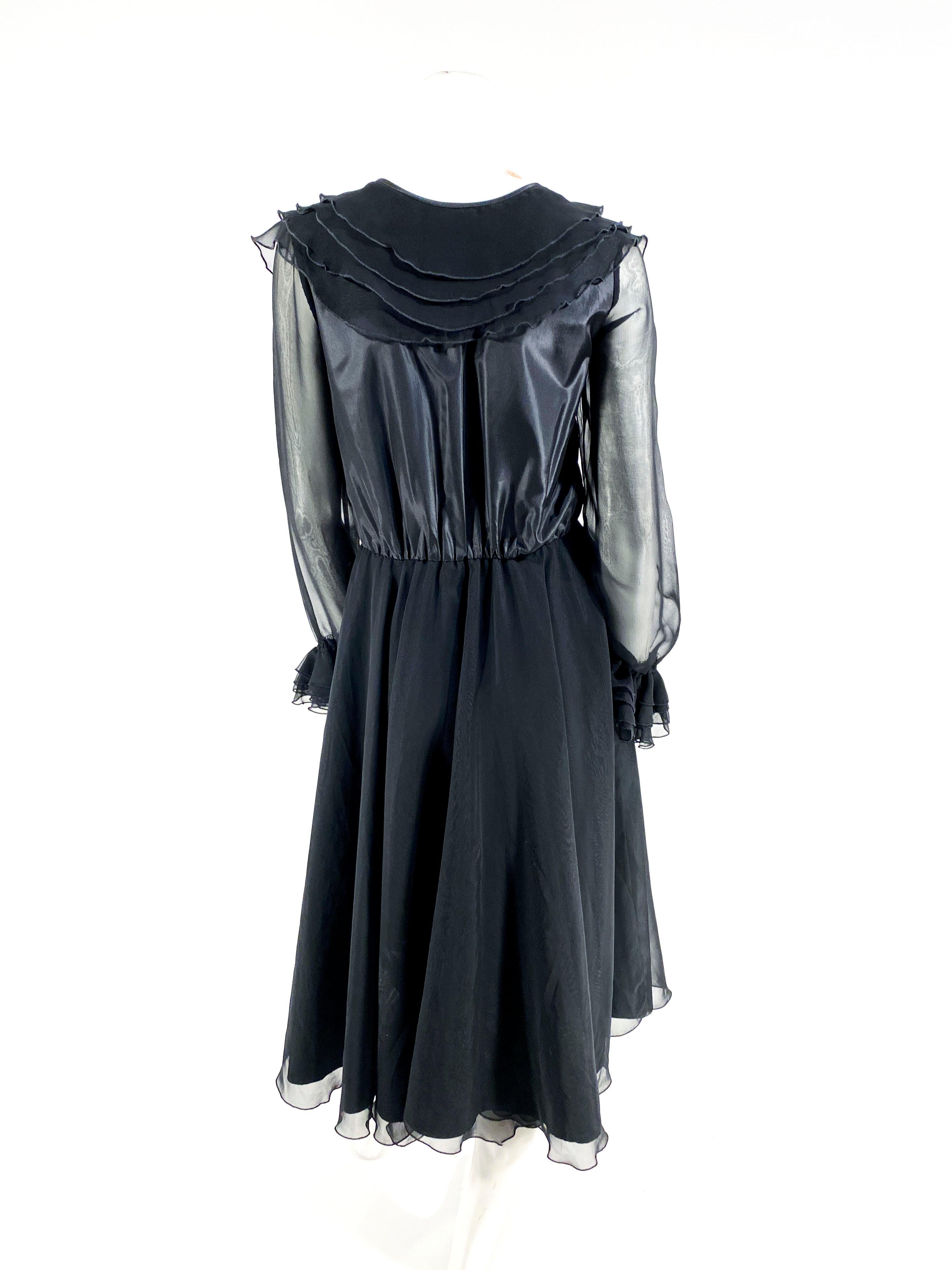 black chiffon ruffle dress