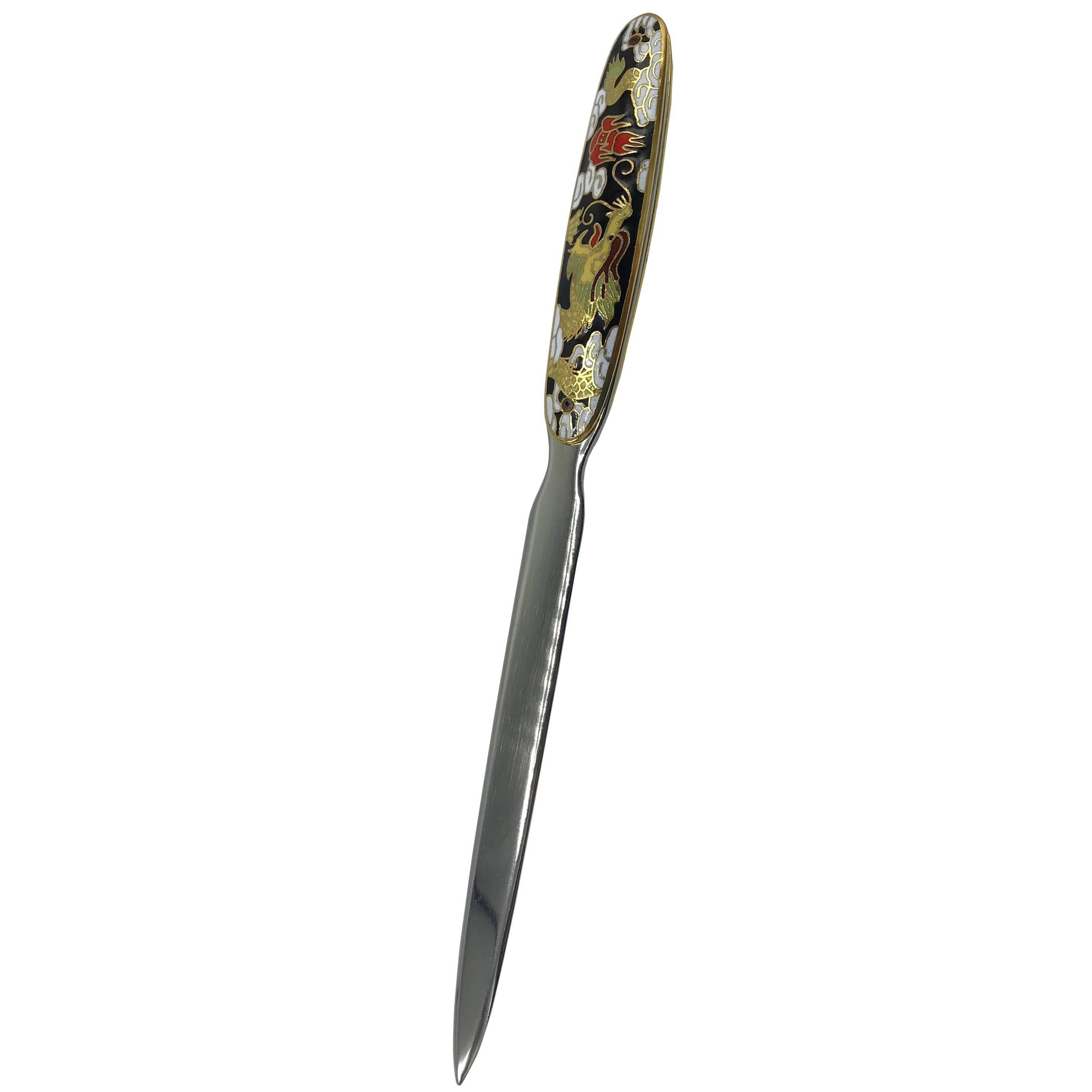 1970s Black Cloisonné Letter Opener