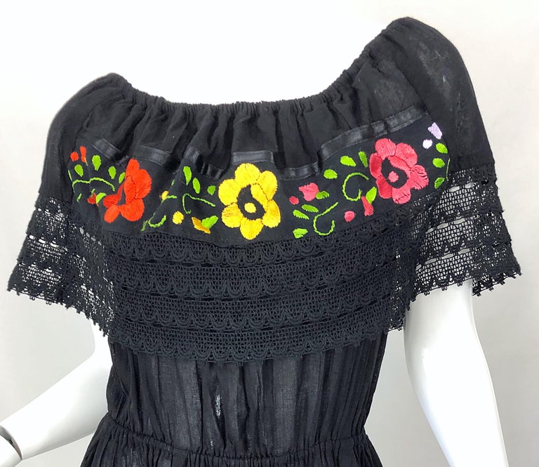 traditional mexican dress black Embroidered Mexican Dress main image 0