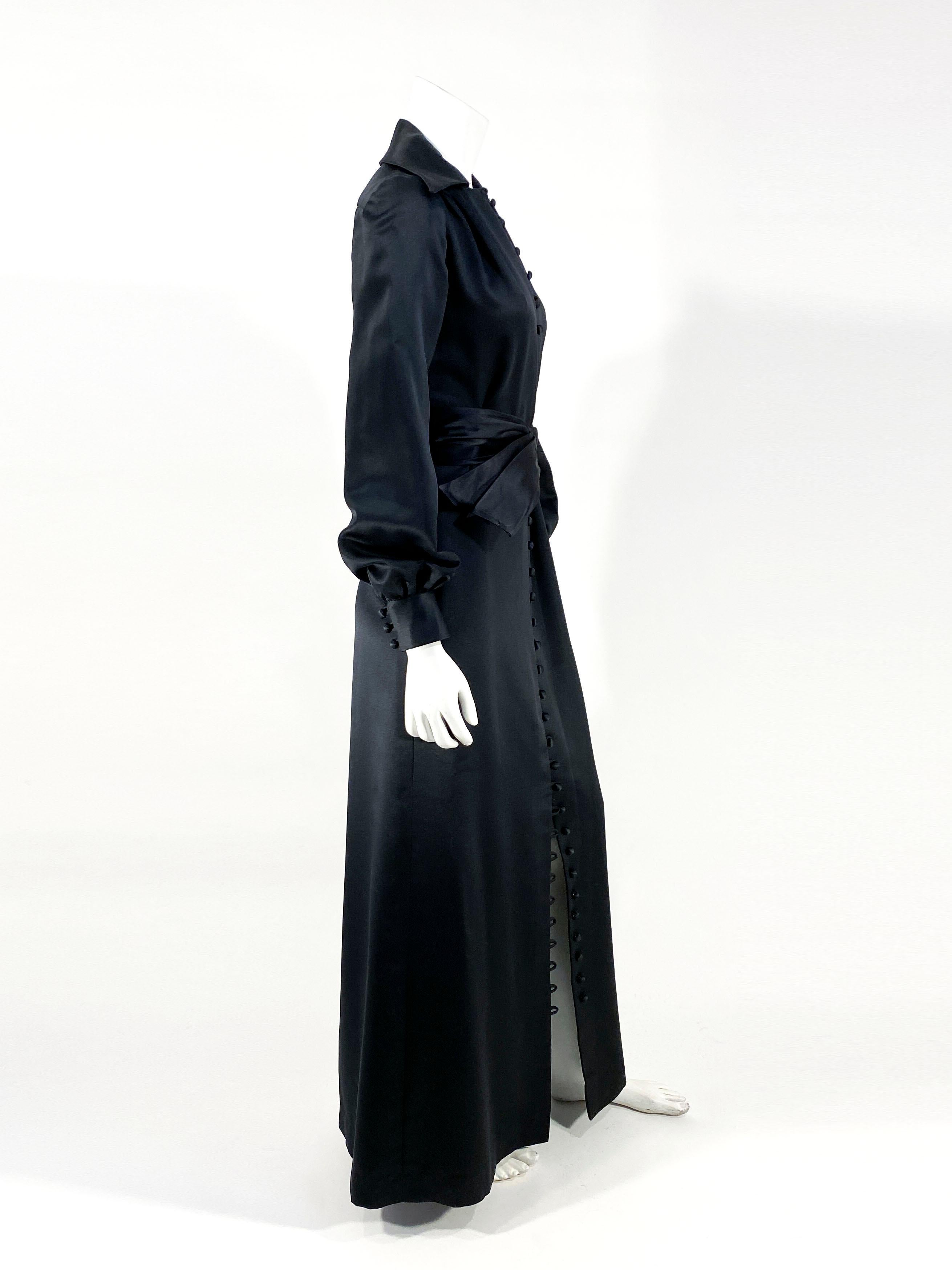 Women's 1970s Black Estevez Satin Dress Coat