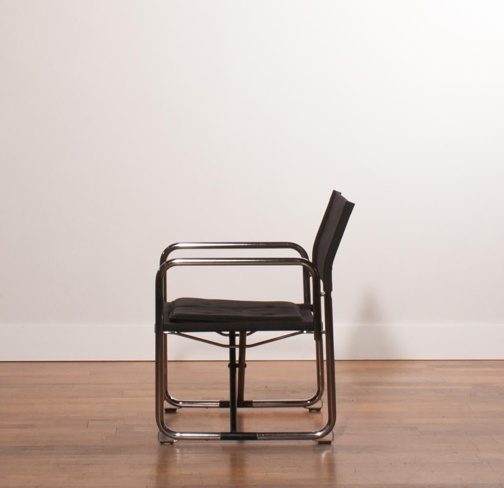 Swedish 1970s, Black Folding Chair by Börge Lindau & Bo Lindecrantz