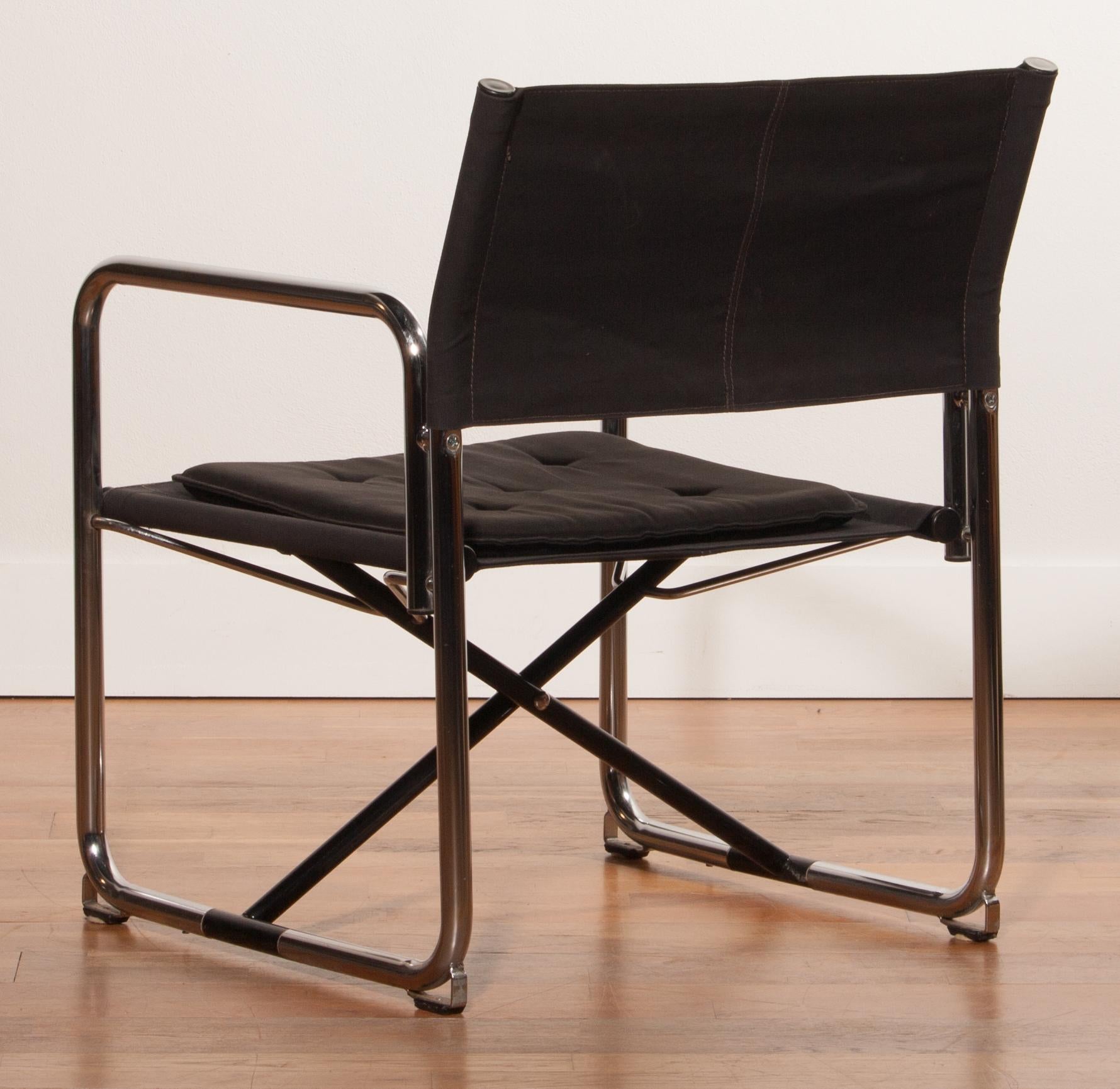 Late 20th Century 1970s, Black Folding Chair by Börge Lindau & Bo Lindecrantz