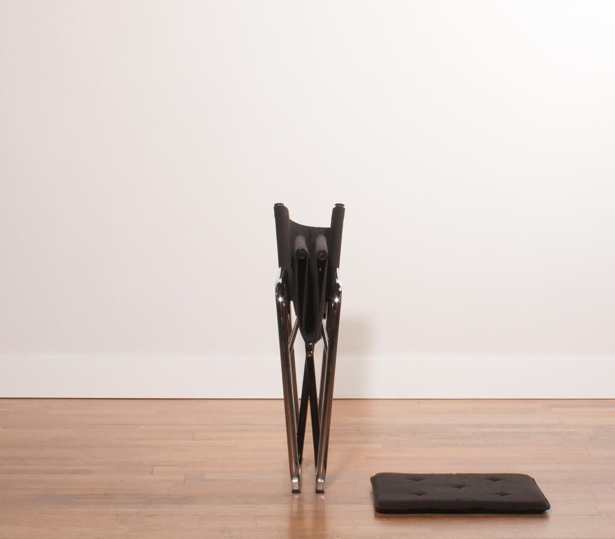 1970s, Black Folding Chair by Börge Lindau & Bo Lindecrantz 1