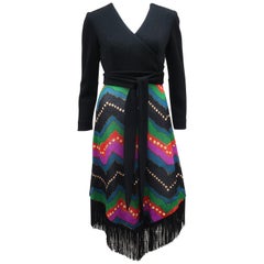 1970's Black Fringe Disco Party Dress