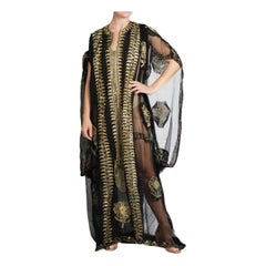 Kaftán Lamé Negro y Dorado 1970S