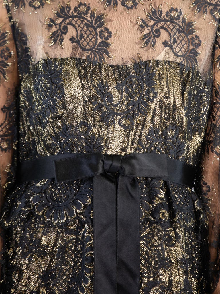 slim fit dress slacks Black/Gold Ombré Lurex Bustier Gown with Train main image 0
