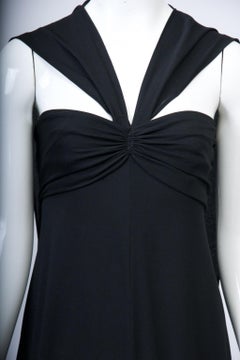 1970s Black Jersey Gown with Marabou