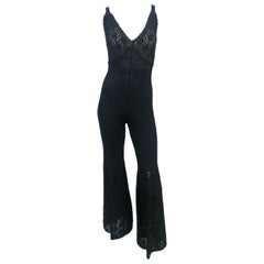 Vintage 1970s Black Knit Jumpsuit 