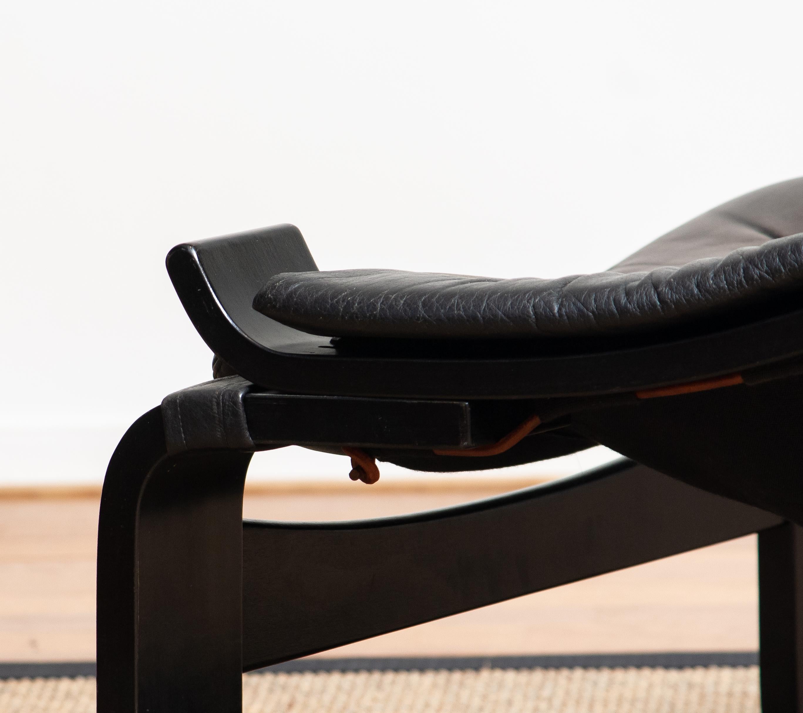1970s, Black Kroken Lounge Chair by Age Fribytter for Nelo Sweden in Leather 3