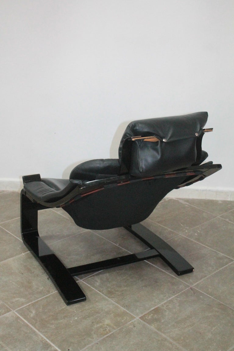 1970s, Black Kroken Lounge Chair by Ake Fribytter for Nelo Sweden in Leather For Sale 4