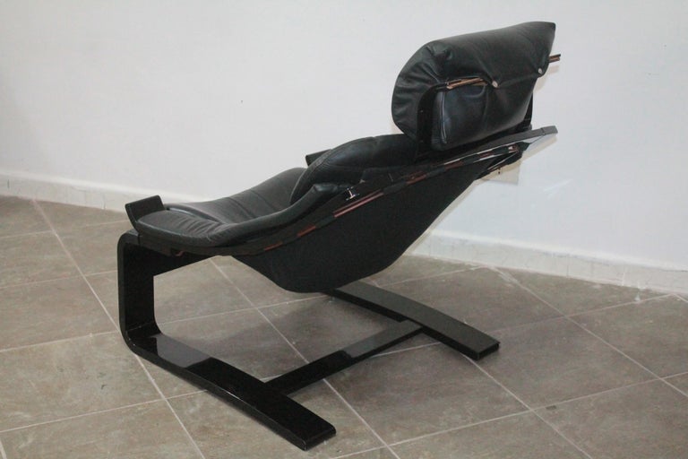 1970s, Black Kroken Lounge Chair by Ake Fribytter for Nelo Sweden in Leather For Sale 5