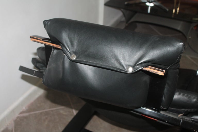 1970s, Black Kroken Lounge Chair by Ake Fribytter for Nelo Sweden in Leather For Sale 1