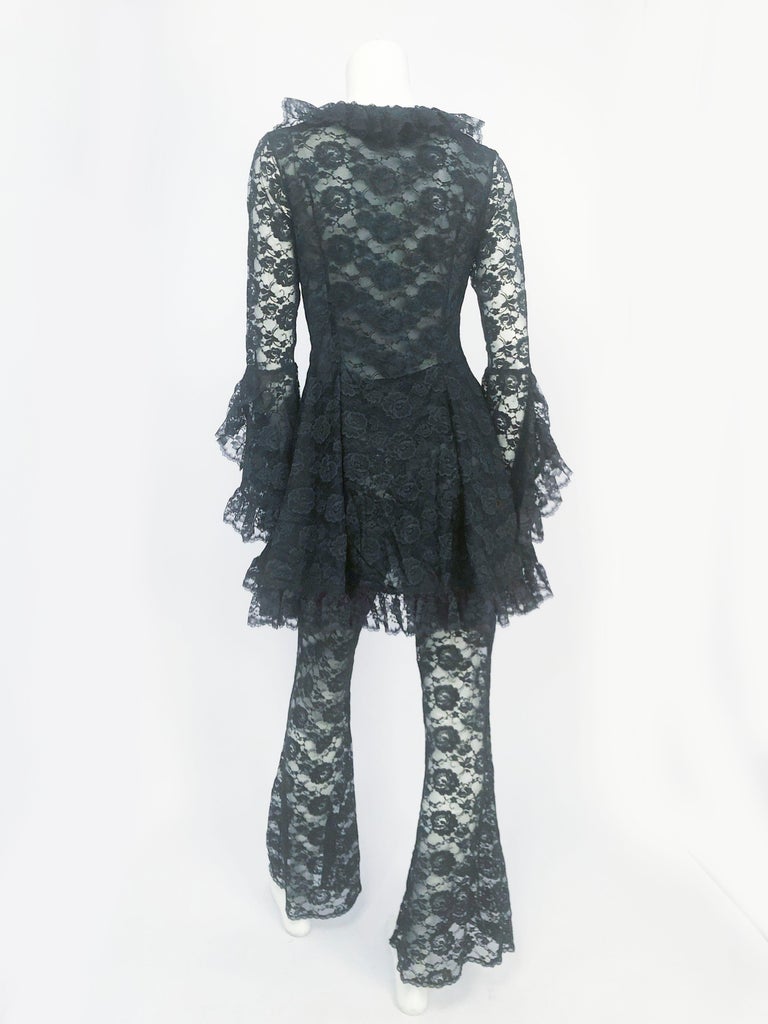 Vintage Lace Mock Neck and Ruffle Skirt Two Piece Set