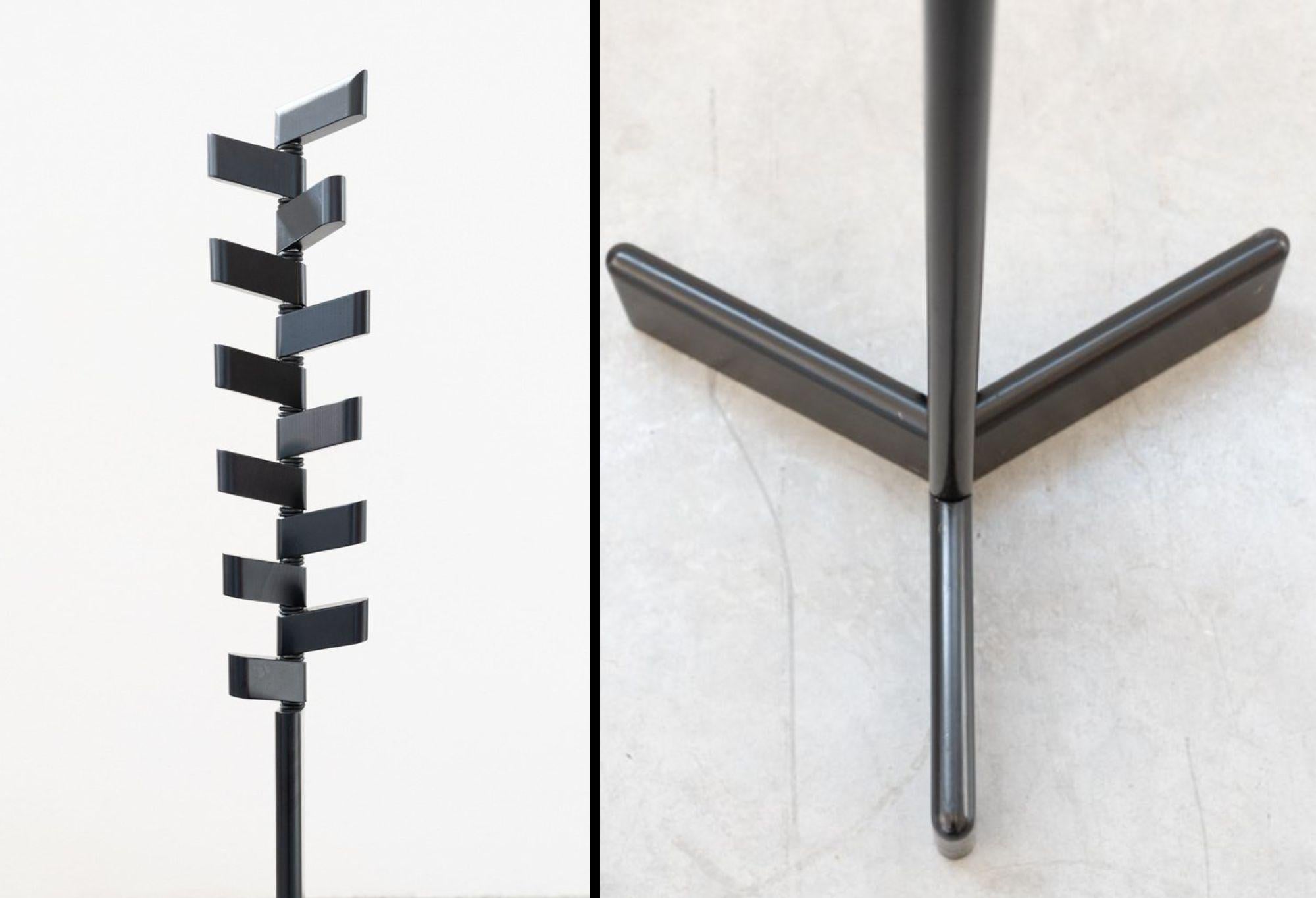 Italian 1970s Black Lacquered Coat Rack - Sleek Minimalist Design For Sale