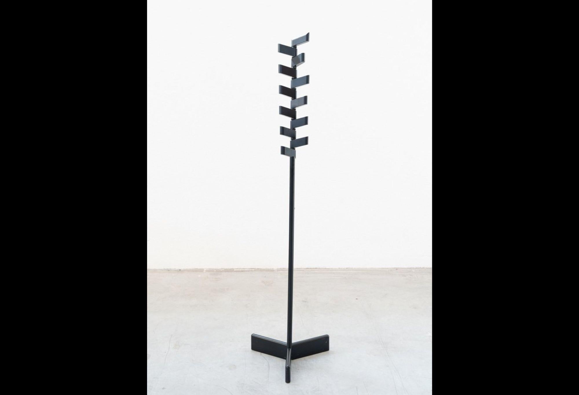 Late 20th Century 1970s Black Lacquered Coat Rack - Sleek Minimalist Design For Sale