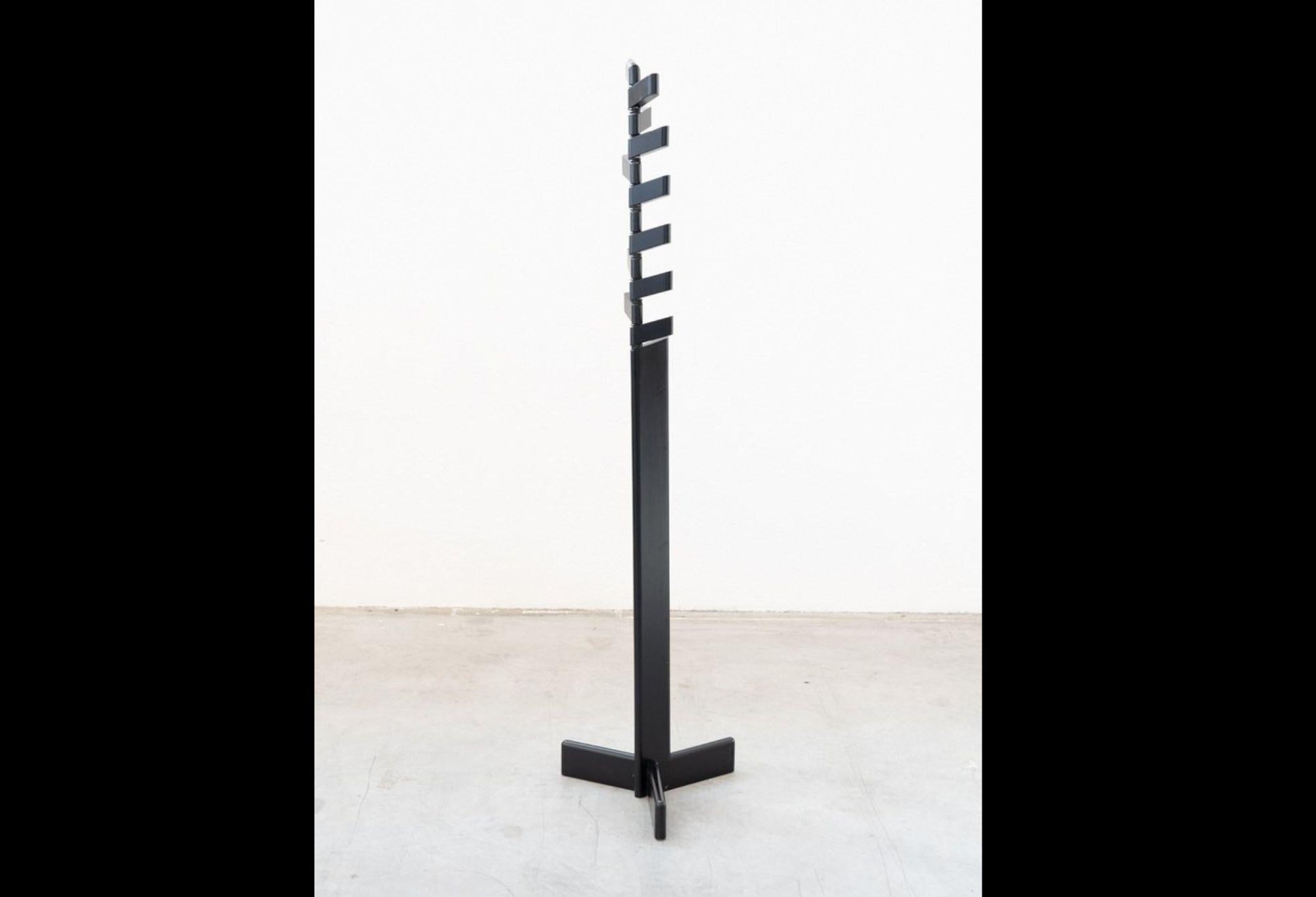 Wood 1970s Black Lacquered Coat Rack - Sleek Minimalist Design For Sale