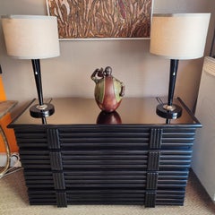 1970's Black Laquered 4 Drawers Commode, France