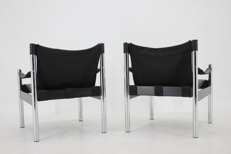JOHANSON DESIGN サファリチェア 1970s Black Leather and Chrome Safari Chair by Johanson Design