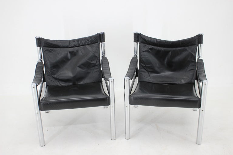 JOHANSON DESIGN サファリチェア 1970s Black Leather and Chrome Safari Chair by Johanson Design