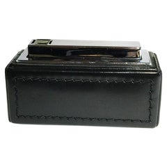 1970s Black Leather Stitched Kawee, Karl Wieden Germany Table Lighter