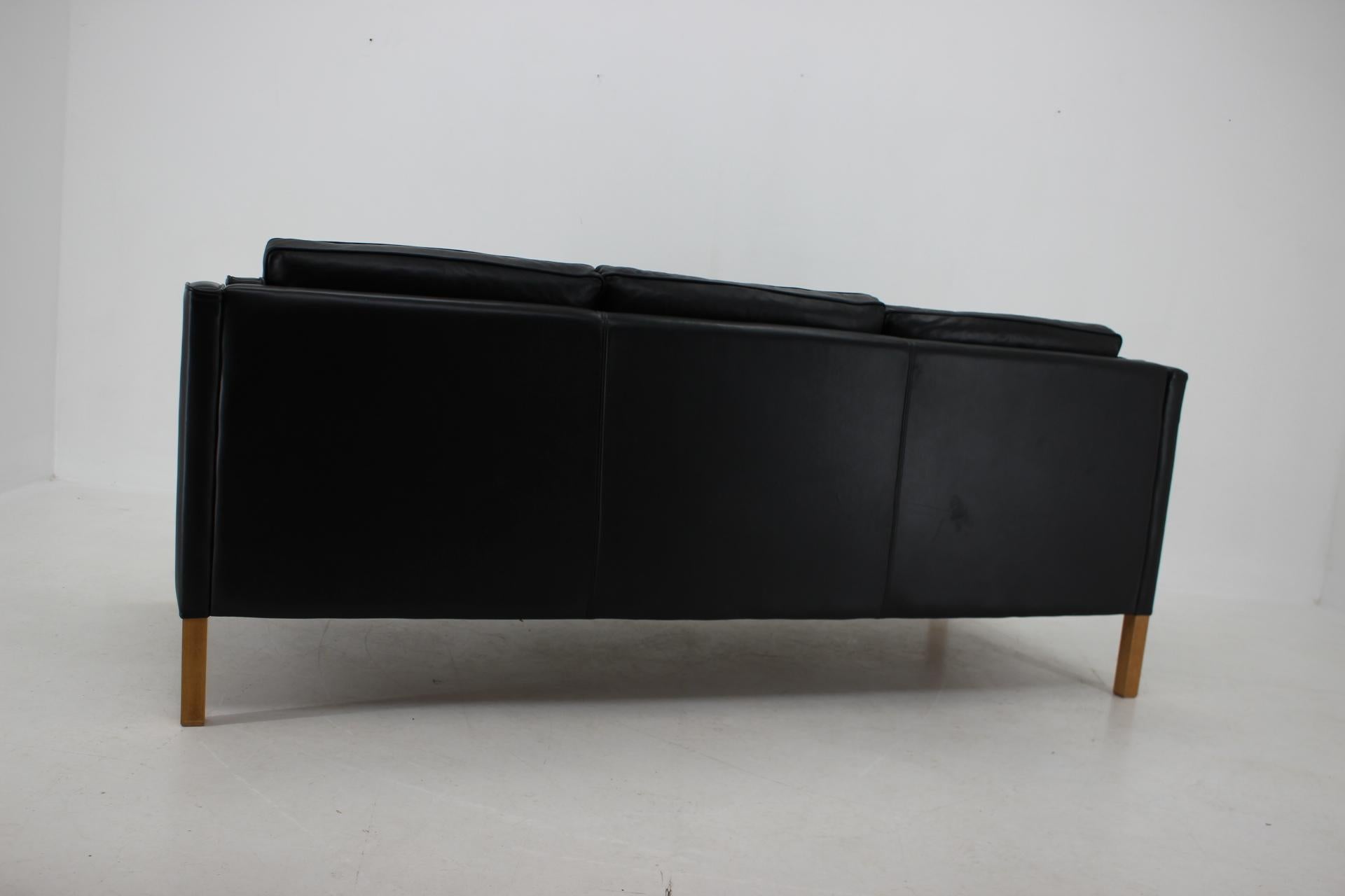 Late 20th Century 1970s Black Leather Three Seater Sofa by Stouby, Denmark